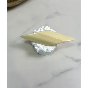 Vintage Italian Creme Striped Acrylic Brooch